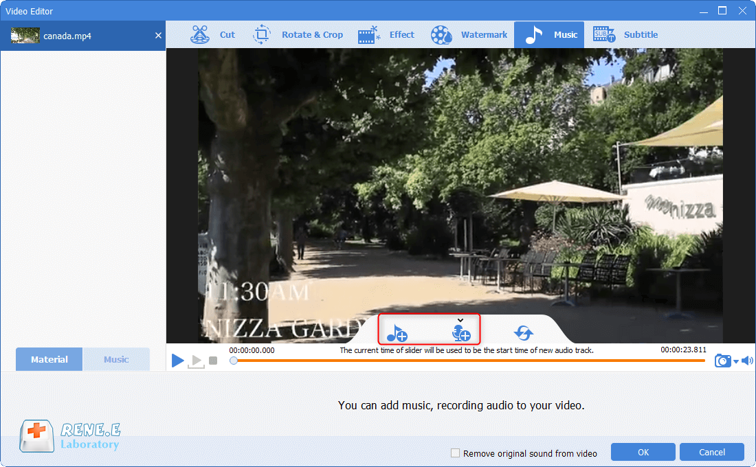 add music with Renee Video Editor Pro