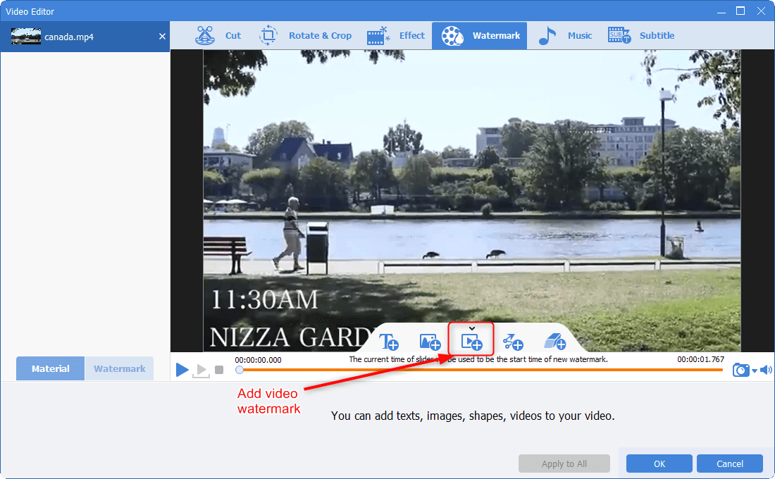 add video as the watermark in renee video editor pro