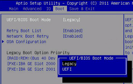 UEFI/ BIOS Boot Mode