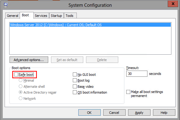 deselect safe boot