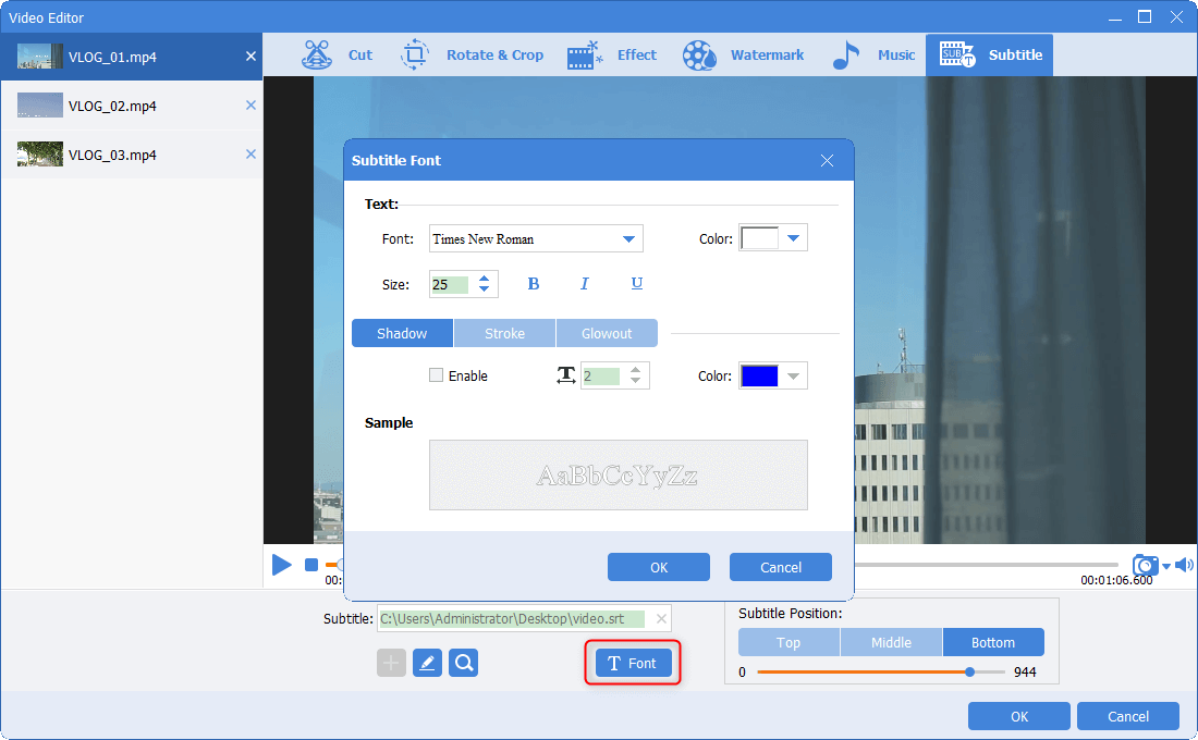 set subtitle style in renee video editor pro