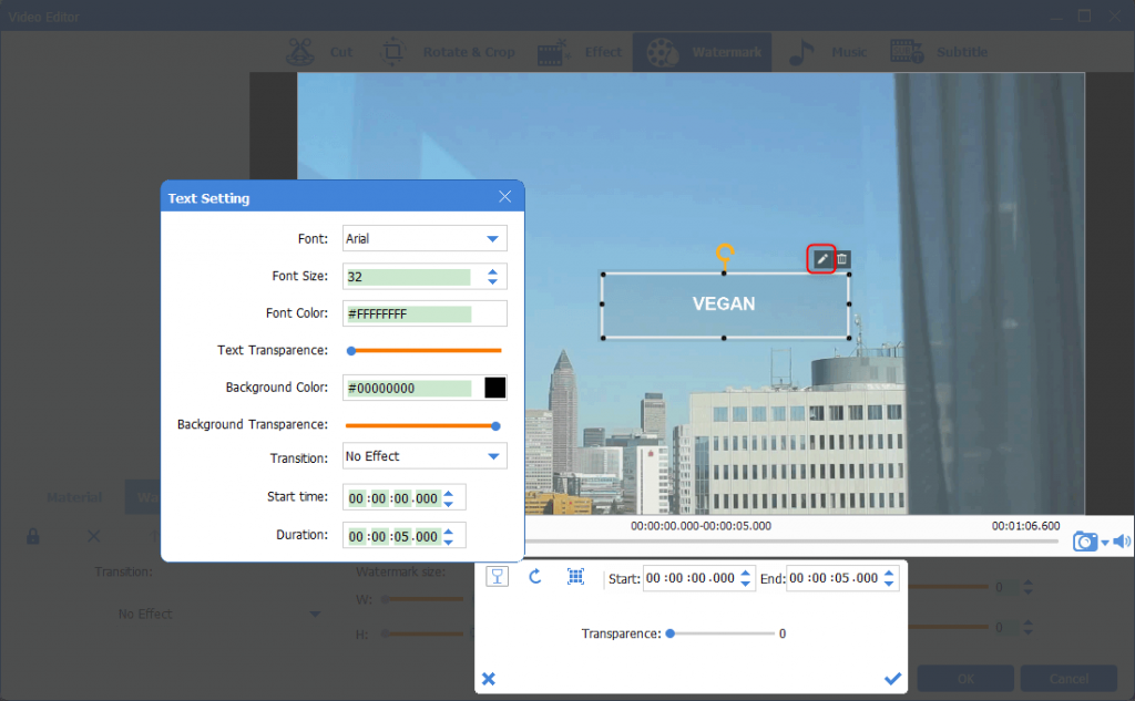 edit video text watermark