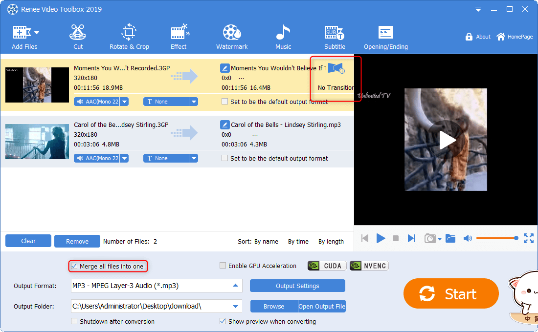 merge all videos into one