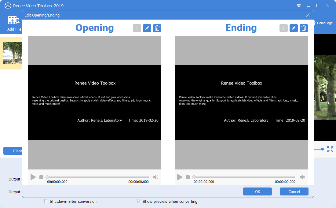 add opening and ending in renee video editor