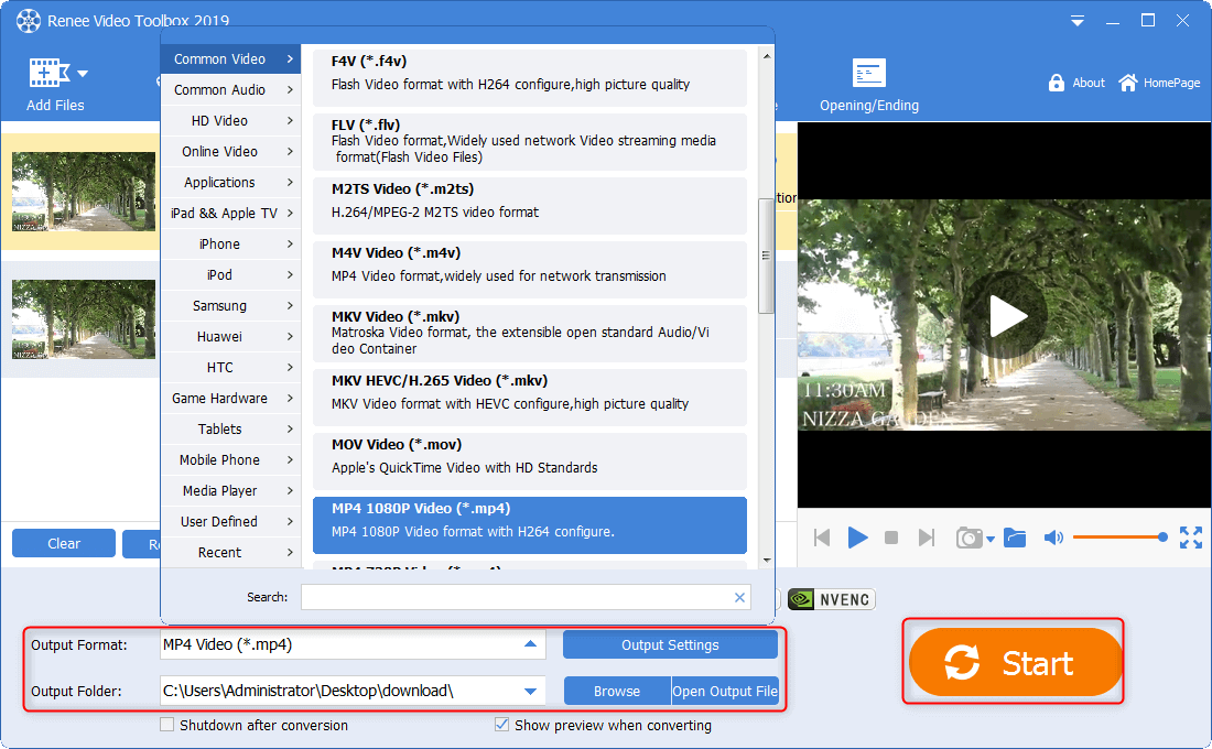 click start to save videos in renee video editor