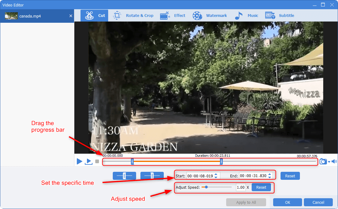 use renee video editor pro to cut video