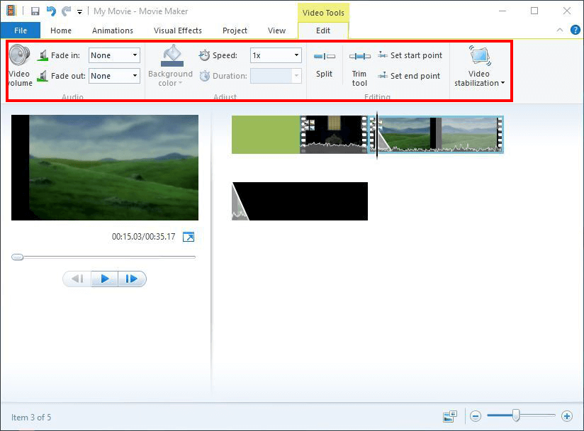 windows movie maker edit