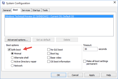 windows 7 safe boot system configuration