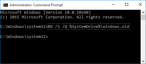 Delete Windows.old via Command Prompt