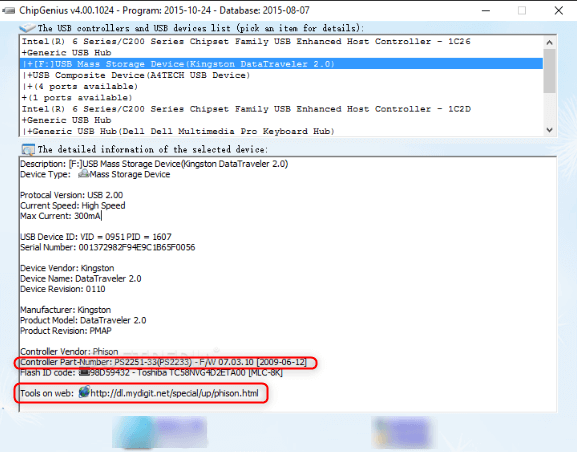 check usb information via chipgenius