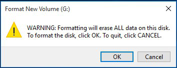 click ok to format sd card