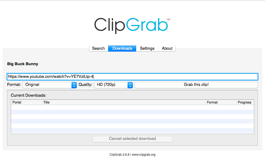 copy the link to clipgrab