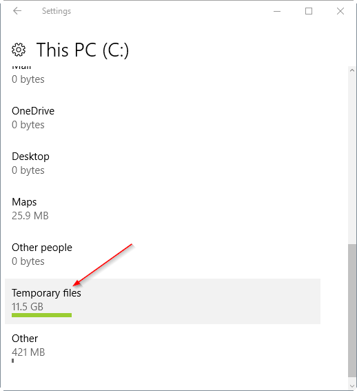 delete temporary files in C disk