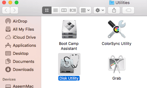 aprire utility disco in macos