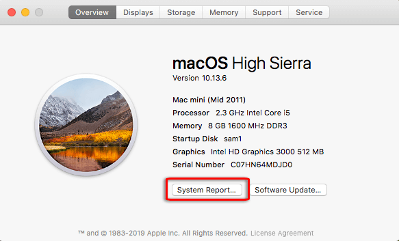 go to mac system report
