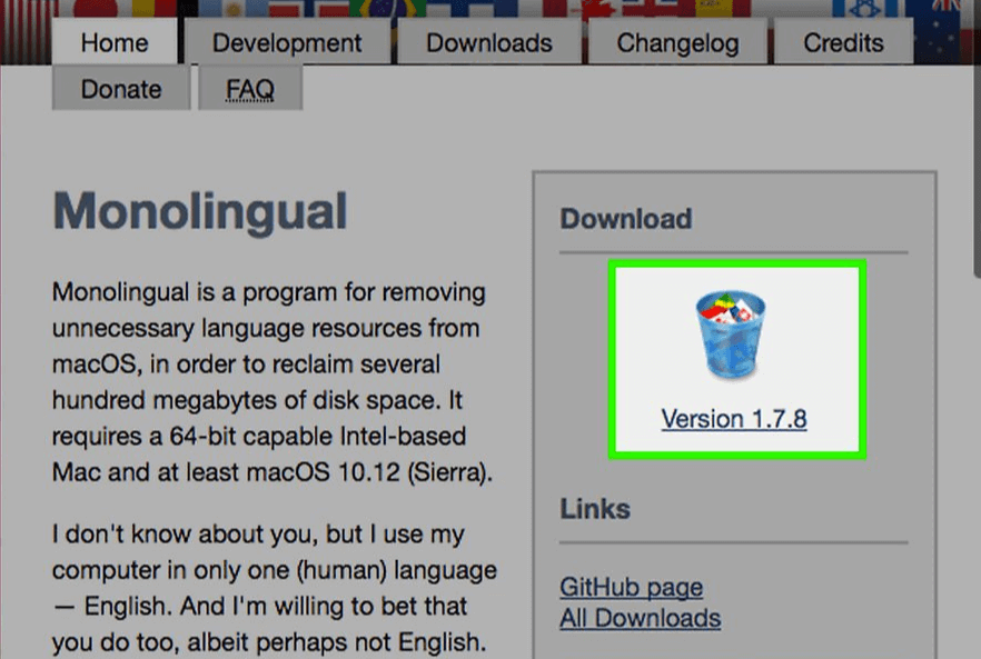 use monolingual to manage language files in macos