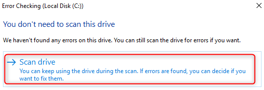 scan drive on Windows 8/10