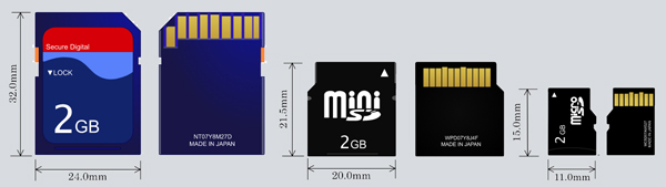 different sd card sizes and types