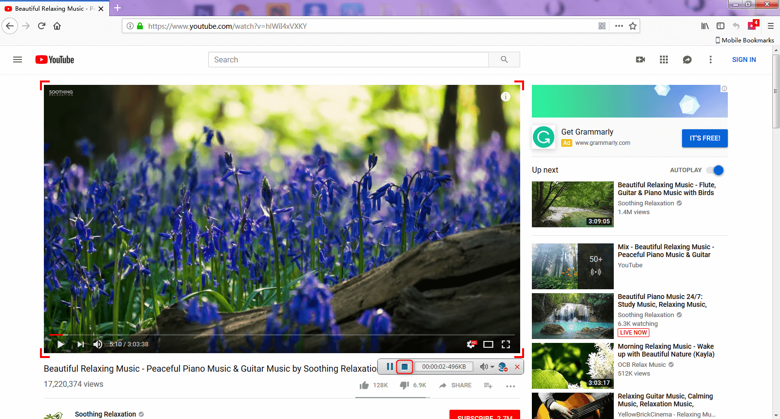 click the square button to stop recorording video on YouTube