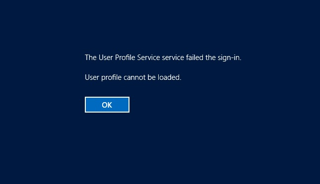 user profile cannot be loaded