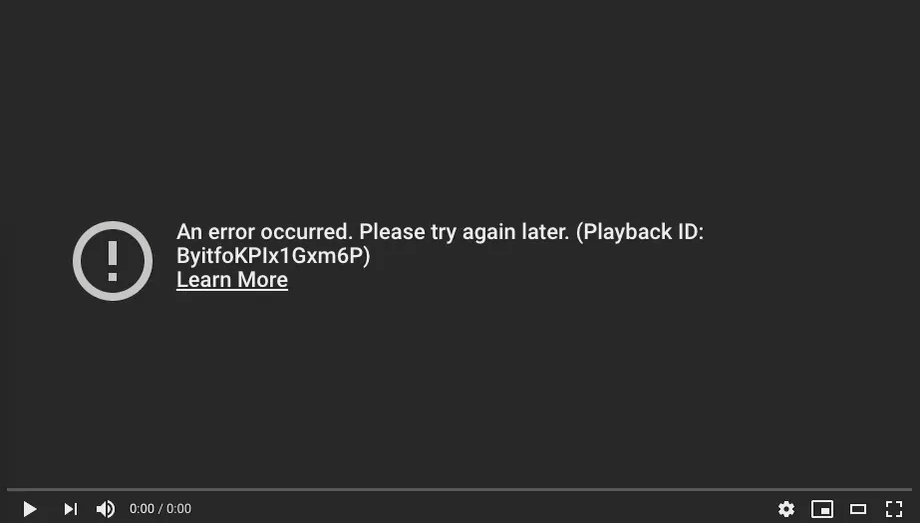 youtube error happens