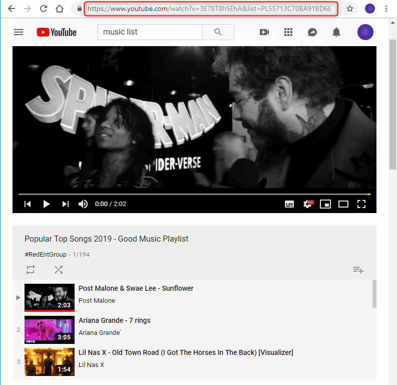 paste the playlist link on youtube