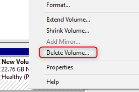 Delete the volume