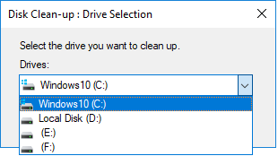 drive selection in disk cleanup