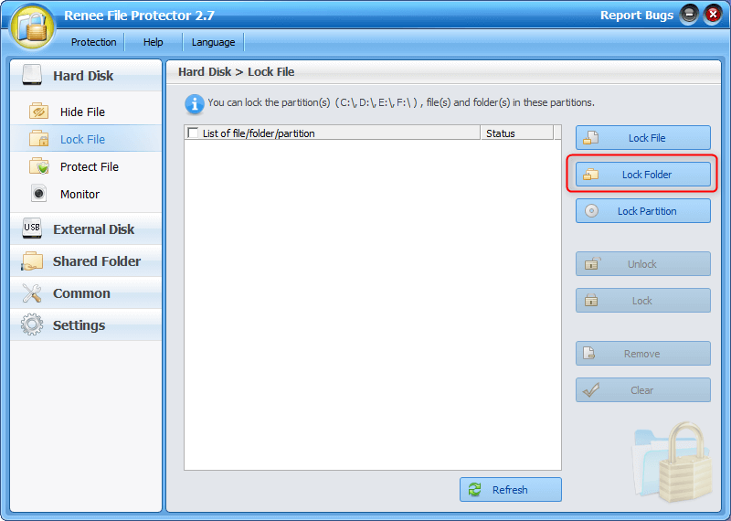 select locl folder in Renee File Protector