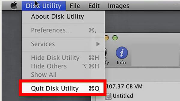 quit disk utility on mac