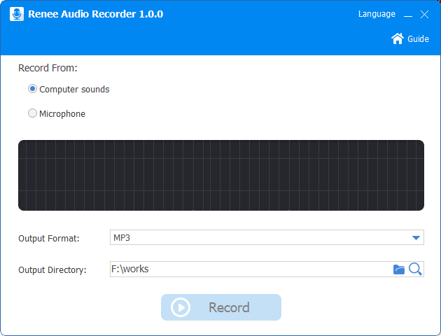 set computer sounds before recording in renee audio tools