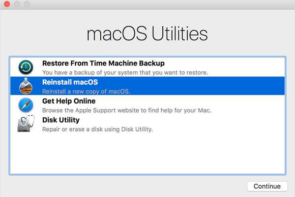 reinstall to factory reset macos