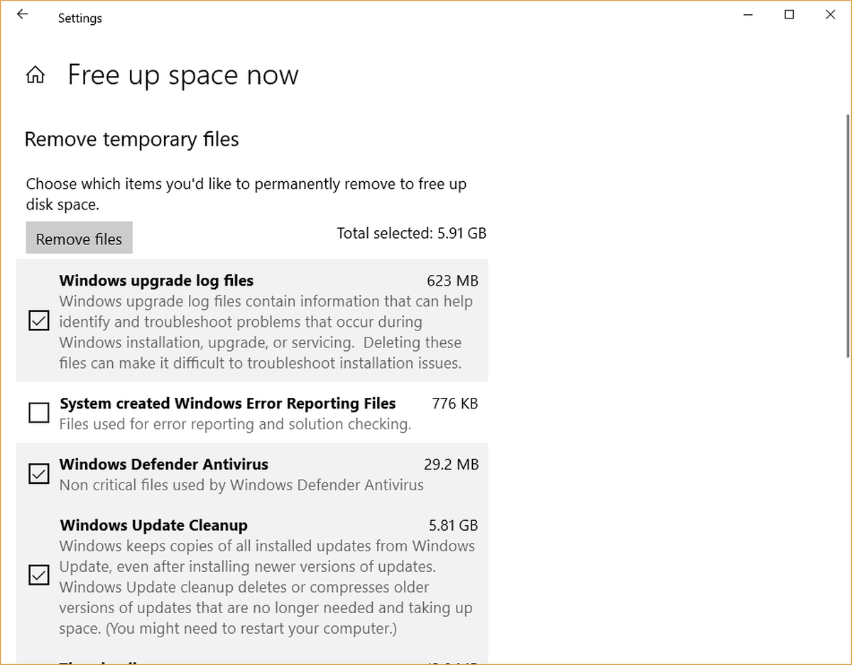 delete or remove temp files in windows 10