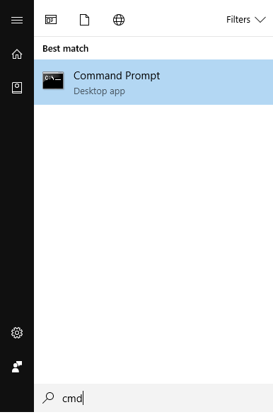 search cmd to open command prompt