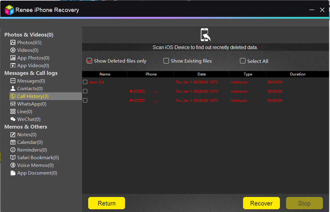 recover iphone files in renee iphone data recovery