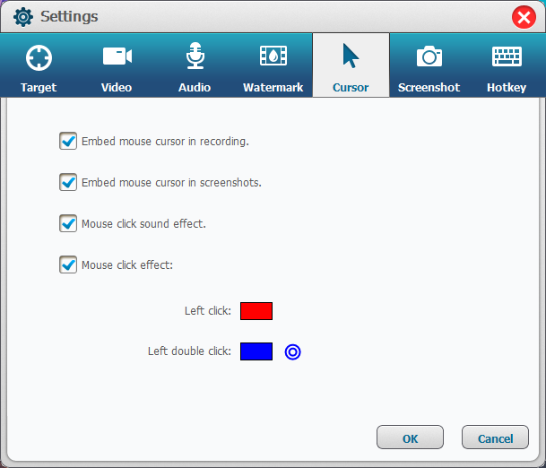 select the cursor effects in Renee Screen Recorder
