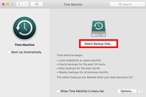 select backup disk