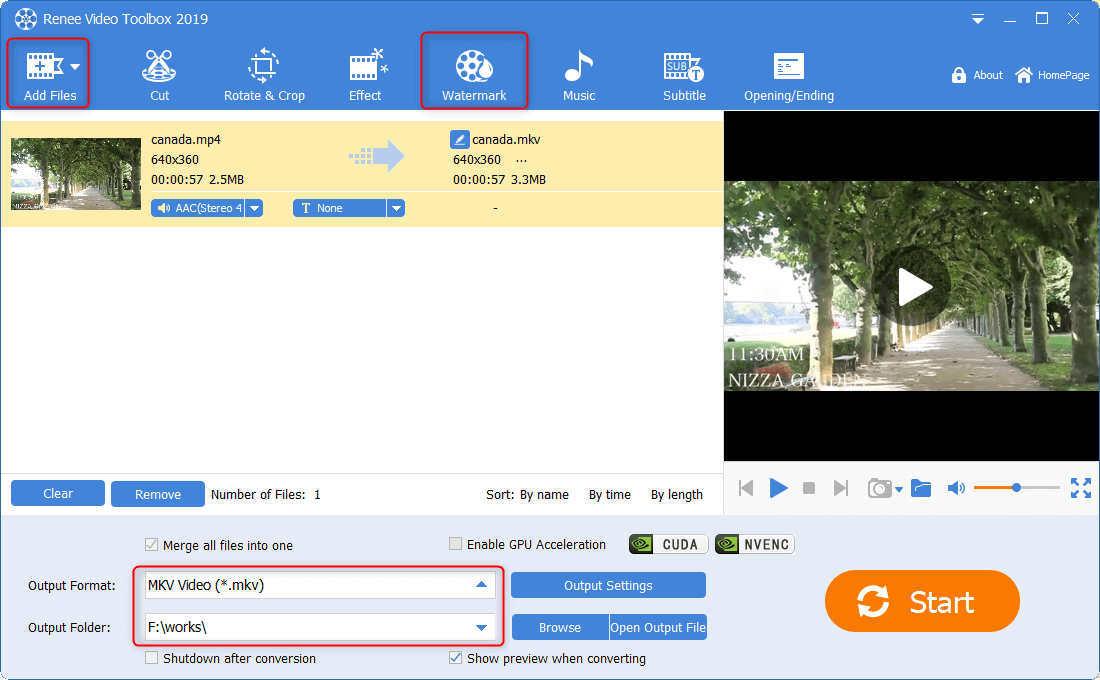 use watermark function in renee video toolbox