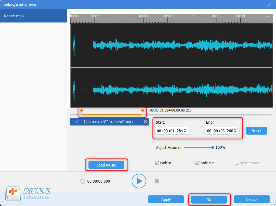 mix music in renee audio software