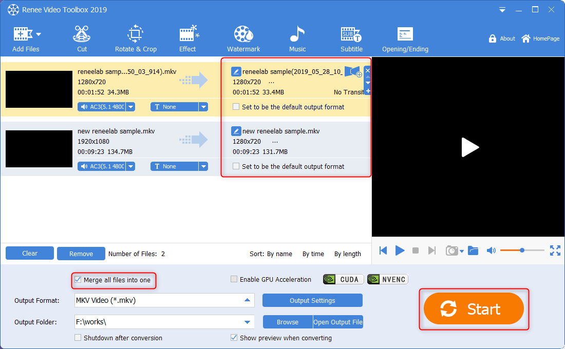 renee video toolbox merge mkv videos in same size