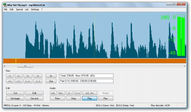 use mp3directcut to edit mp3 files