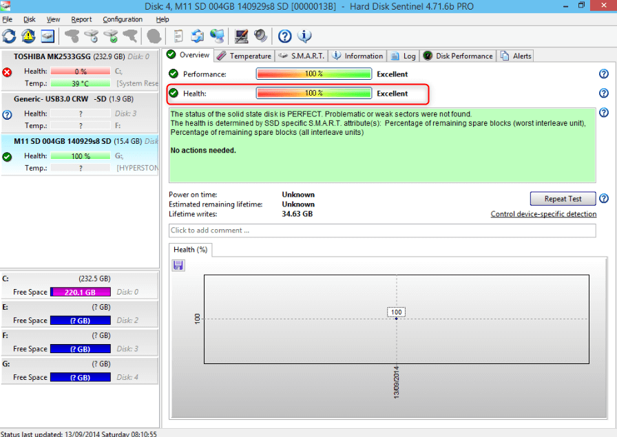 use Disk generic to get information of SD card lifespan