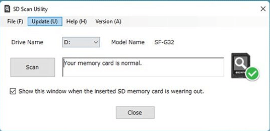 SD card is normal in SD scan utility