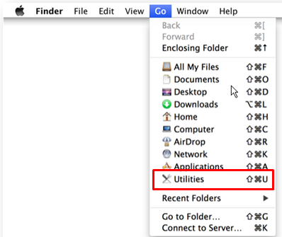 go to utilities on mac