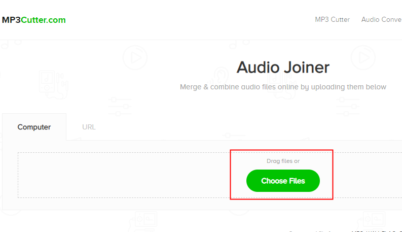 press to choose the audio files in audio joiner