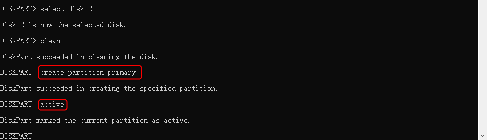create active partition for the disk in command prompt