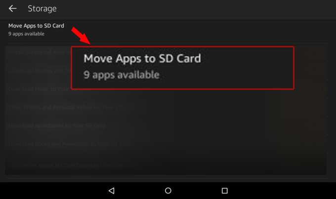 check how many kindle fire apps can be moved to sd card