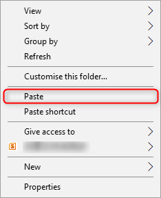 paste files to the mobile device