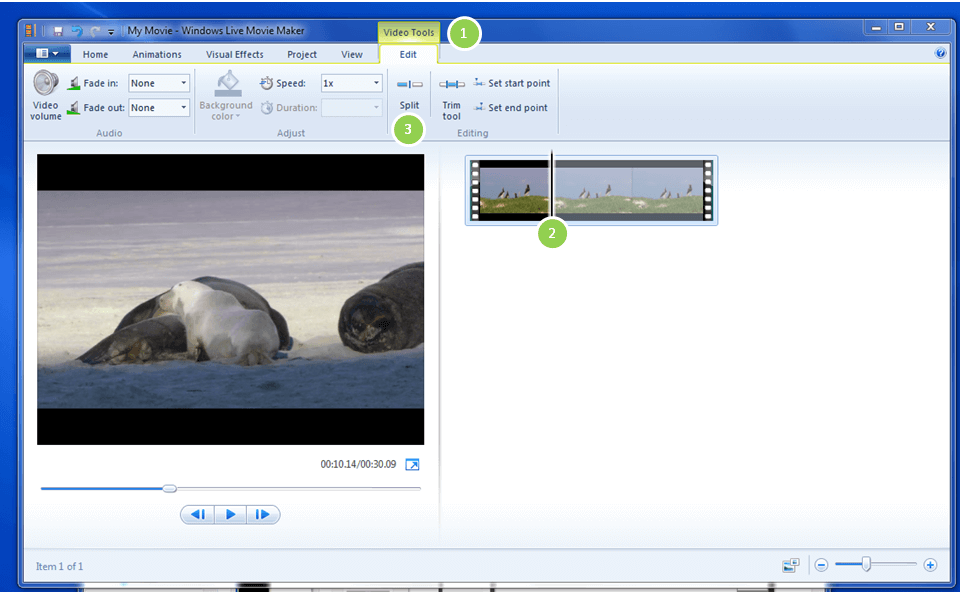 use windows movie maker to split videos