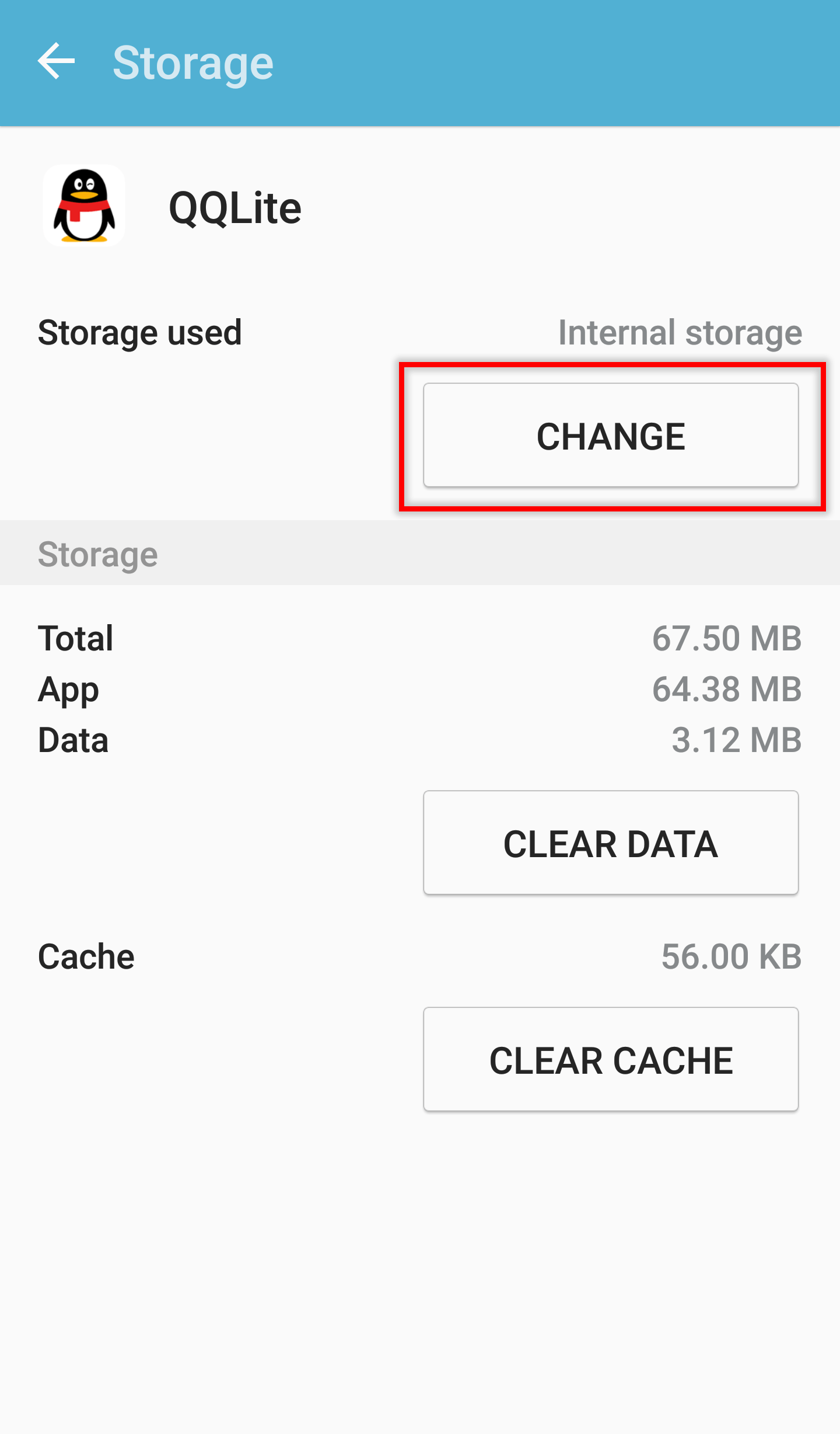 enter change in samsung app storage